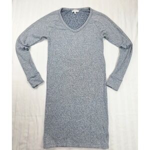 Community Aritzia Blue Heathered‎ V-Neck Raglan Long Sleeve Mini Knit Dress S